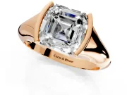 Tension Engagement Ring Setting for Asscher Cut Center with Wide Tapered Band and Tension Head in Rose Gold