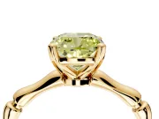 Solitaire Engagement Ring Setting for Fancy Yellow Cushion Cut Center with Bamboo Band and Prong Head in Yellow Gold