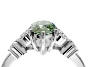 Floral Engagement Ring Setting for Fancy Green Marquise Center with Marquise Cluster Shoulders and Prong Head in Platinum