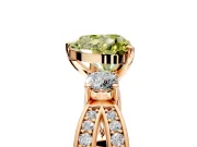 3 Stone Engagement Ring Setting for Fancy Yellow Heart-Shaped Center with Pave Twist Band and Prong Head in Rose Gold