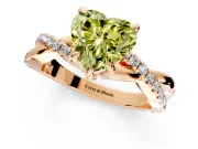 Solitaire Engagement Ring Setting for Fancy Yellow Heart-Shaped Center with Half-Pave Crossover Band and Prong Head in Rose Gold