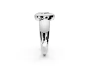 Solitaire Engagement Ring Setting for Pear-Shaped Center with Wide Band and Bezel Head in Sterling Silver