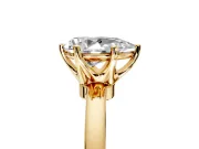 Solitaire Engagement Ring Setting for Pear-Shaped Center with Plain Band and Tulip Prong Head in Yellow Gold