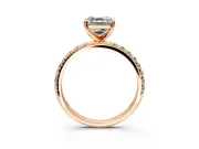 Solitaire Engagement Ring Setting for Asscher Cut Center with Micro Pave Band and Prong Head in Rose Gold