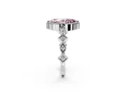 Milgrain Bezel Engagement Ring Setting for Fancy Pink Marquise Center with Marquise Stations and Bezel Head in Sterling Silver