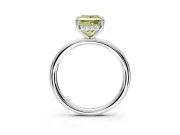 Hidden Halo Engagement Ring Setting for Fancy Yellow Princess Cut Center with Thin Rounded Band and Prong Head in Sterling Silver