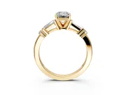 Bar-Set Engagement Ring Setting for Emerald Cut Center with Tapered Baguette Accents and Prong Head in Yellow Gold