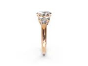 Cluster Engagement Ring Setting for Oval Center with Round Cut Accent Frame and Prong Head in Rose Gold