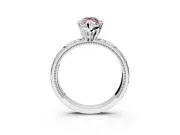 Solitaire Engagement Ring Setting for Fancy Pink Marquise Center with Scrollwork Band and Prong Head in White Gold