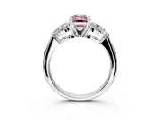 3 Stone Engagement Ring Setting for Fancy Pink Emerald Cut Center with Large Pear-Shaped Accents and Prong Head in Platinum