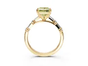 Baguette Engagement Ring Setting for Fancy Yellow Princess Cut Center with Alternating Bar-Set Band and Prong Head in Yellow Gold