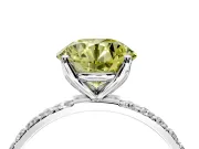 Solitaire Engagement Ring Setting for Fancy Yellow Round Cut Center with Fine Pave Accents and Prong Head in Sterling Silver
