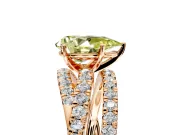 Solitaire Engagement Ring Setting for Fancy Yellow Pear-Shaped Center with Woven 3-Strand Pave Band and Prong Head in Rose Gold