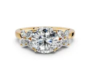 Floral Engagement Ring Setting for Round Cut Center with Marquise Cluster Shoulders and Prong Head in Yellow Gold