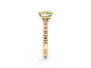 Solitaire Engagement Ring Setting for Fancy Yellow Radiant Cut Center with Bezel-Dot Beaded Band and Prong Head in Yellow Gold