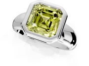 Solitaire Engagement Ring Setting for Fancy Yellow Asscher Cut Center with Wide Band and Bezel Head in Sterling Silver