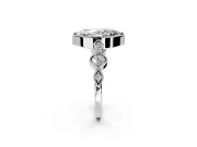 Vintage Station Engagement Ring Setting for Marquise Center with Accents and Prong Head in White Gold