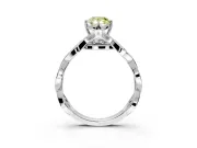 Solitaire Engagement Ring Setting for Fancy Yellow Pear-Shaped Center with Accented Twist Band and Leaf Prong Head in Platinum