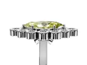 Cluster Halo Engagement Ring Setting for Fancy Yellow Marquise Center with Milgrain Bezel Accents and Prong Head in Sterling Silver