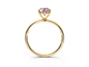 Solitaire Engagement Ring Setting for Fancy Pink Oval Center with Straight Thin Band and Prong Head in Yellow Gold