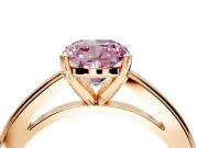 Solitaire Engagement Ring Setting for Fancy Pink Cushion Cut Center with Flat-Sided Plain Band and Prong Head in Rose Gold