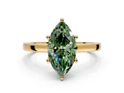Solitaire Engagement Ring Setting for Fancy Green Marquise Center with Basket Rail and Prong Head in Yellow Gold