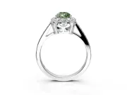 Floral Halo Engagement Ring Setting for Fancy Green Pear-Shaped Center with Large Halo Accents and Prong Head in Platinum