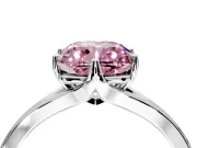 Solitaire Engagement Ring Setting for Fancy Pink Cushion Cut Center with Plain Split Shank and Prong Head in White Gold