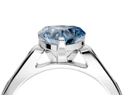 Solitaire Engagement Ring Setting for Fancy Blue Heart-Shaped Center with Channel Accents and Prong Head in Sterling Silver