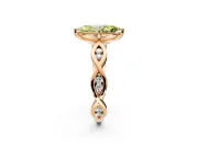 Solitaire Engagement Ring Setting for Fancy Yellow Marquise Center with Accented Twist Band and Leaf Prong Head in Rose Gold