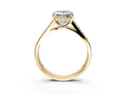 Solitaire Engagement Ring Setting for Princess Cut Center with Cathedral Channel Band and Prong Head in Yellow Gold