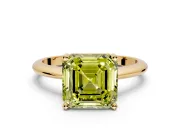 Solitaire Engagement Ring Setting for Fancy Yellow Asscher Cut Center with Knife Ridge Band and Claw Prong Head in Yellow Gold
