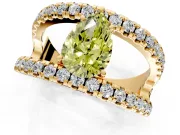 Solitaire Engagement Ring Setting for Fancy Yellow Pear-Shaped Center with Wide-Open Split Shank and Prong Head in Yellow Gold