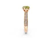 Solitaire Engagement Ring Setting for Fancy Yellow Round Cut Center with Multi-Row Accents and Prong Head in Rose Gold