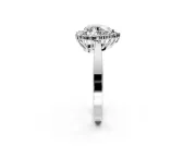 Starburst Halo Engagement Ring Setting for Heart-Shaped Center with Flat Cathedral Band and Prong Head in Platinum