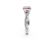 Crossover Engagement Ring Setting for Fancy Pink Princess Cut Center with Pave and Plain Strands and Prong Head in Platinum