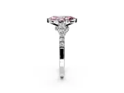 Solitaire Engagement Ring Setting for Fancy Pink Marquise Center with Crossover Accents and Prong Head in Sterling Silver