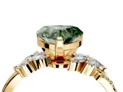 Solitaire Engagement Ring Setting for Fancy Green Heart-Shaped Center with Marquise Accent Twist Band and Prong Head in Yellow Gold