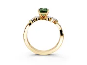 Solitaire Engagement Ring Setting for Fancy Green Emerald Cut Center with Marquise Accent Twist Band and Prong Head in Yellow Gold