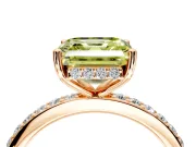 Solitaire Engagement Ring Setting for Fancy Yellow Asscher Cut Center with Fine Pave Band and Prong Head in Rose Gold