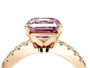 Solitaire Engagement Ring Setting for Fancy Pink Asscher Cut Center with Single Row Accent Band and Prong Head in Rose Gold