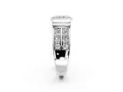 Bezel Engagement Ring Setting for Radiant Cut Center with Wide Channel-Set Band and Bezel Head in Sterling Silver