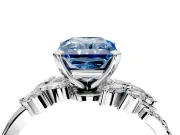 Solitaire Engagement Ring Setting for Fancy Blue Radiant Cut Center with Marquise Accent Twist Band and Prong Head in White Gold