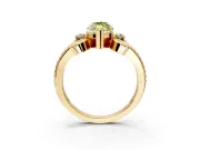 Solitaire Engagement Ring Setting for Fancy Yellow Marquise Center with Twisted Band and Scroll Prong Head in Yellow Gold