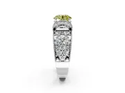 Pave Engagement Ring Setting for Fancy Yellow Round Cut Center with Curved Accent Rows, Openwork and Prong Head in Sterling Silver