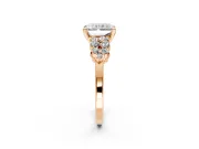 Cluster Engagement Ring Setting for Radiant Cut Center with 2-Row Shoulder Clusters and Prong Head in Rose Gold