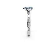 Solitaire Engagement Ring Setting for Fancy Blue Pear-Shaped Center with Channel Baguette Band and Prong Head in Sterling Silver