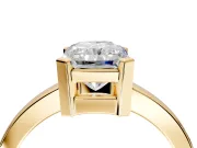 Solitaire Engagement Ring Setting for Radiant Cut Center with Plain Band and Flat Tab Prong Head in Yellow Gold