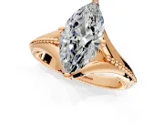 Solitaire Engagement Ring Setting for Marquise Center with Milgrain Cathedral Band and Prong Head in Rose Gold