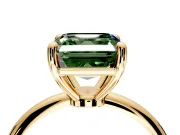 Minimalist Solitaire Engagement Ring Setting for Fancy Green Asscher Cut Center with Thin Band and Prong Head in Yellow Gold